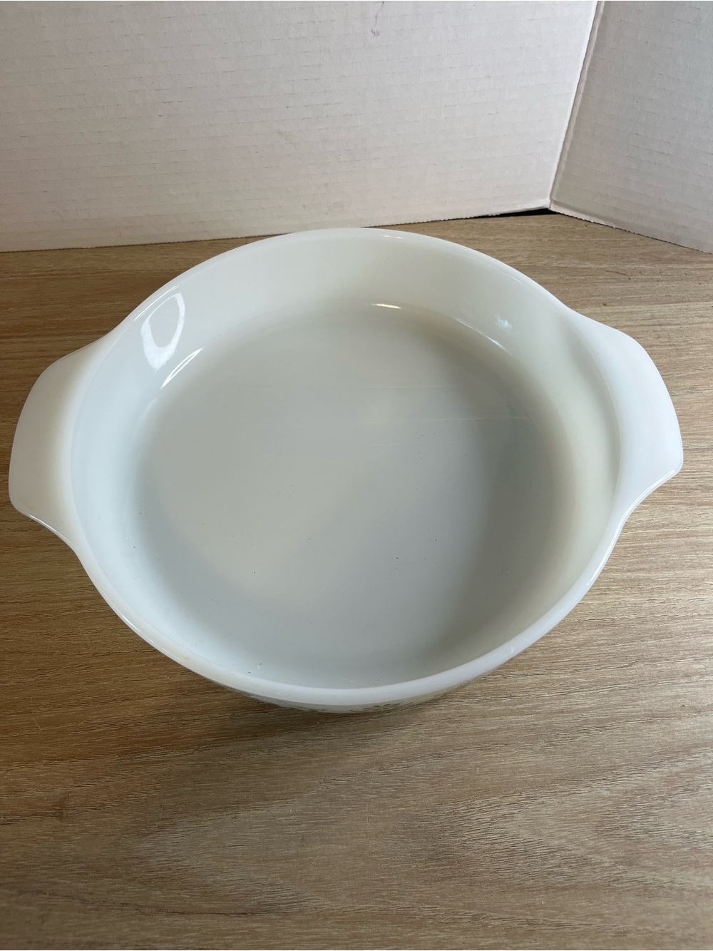 Vintage White Casserole Dish with Green Floral Pattern Fire King - Picture 5 of 10